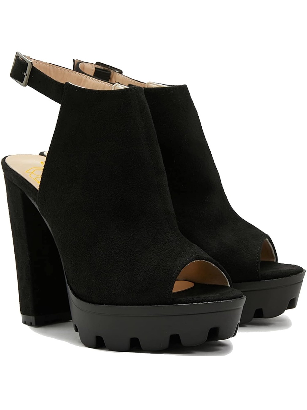 Women Platform Ankle Boots Open Peep Toe Chunky Block High Heel Platform